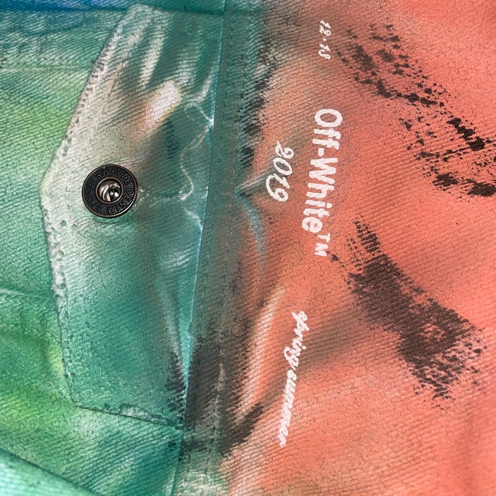 OFF-WHITE Painted Distressed Denim Trucker Jacket